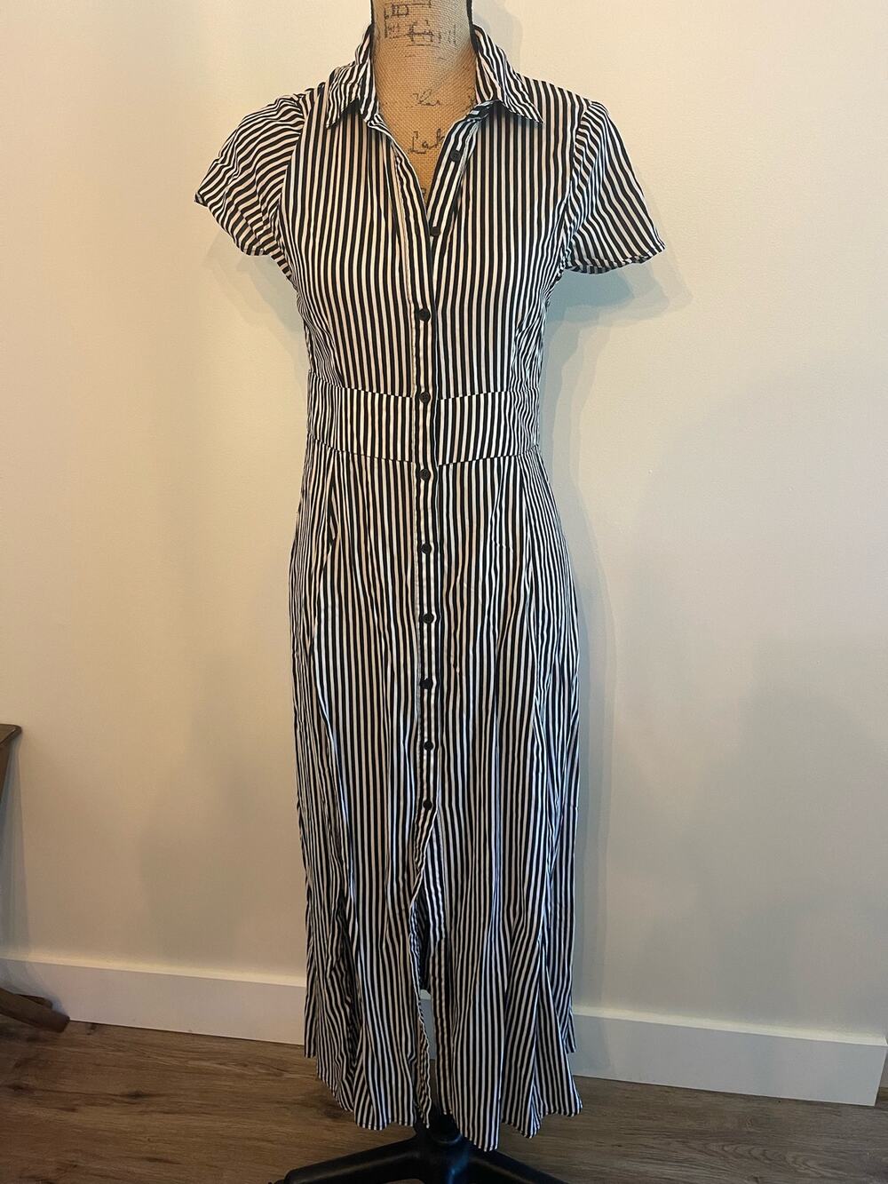 Audrey 3 Plus 1 Black and White Striped Dress Size Medium